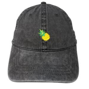 Embroidered Pineapple Slideback Baseball Cap Gray One Size Adjustable Otto